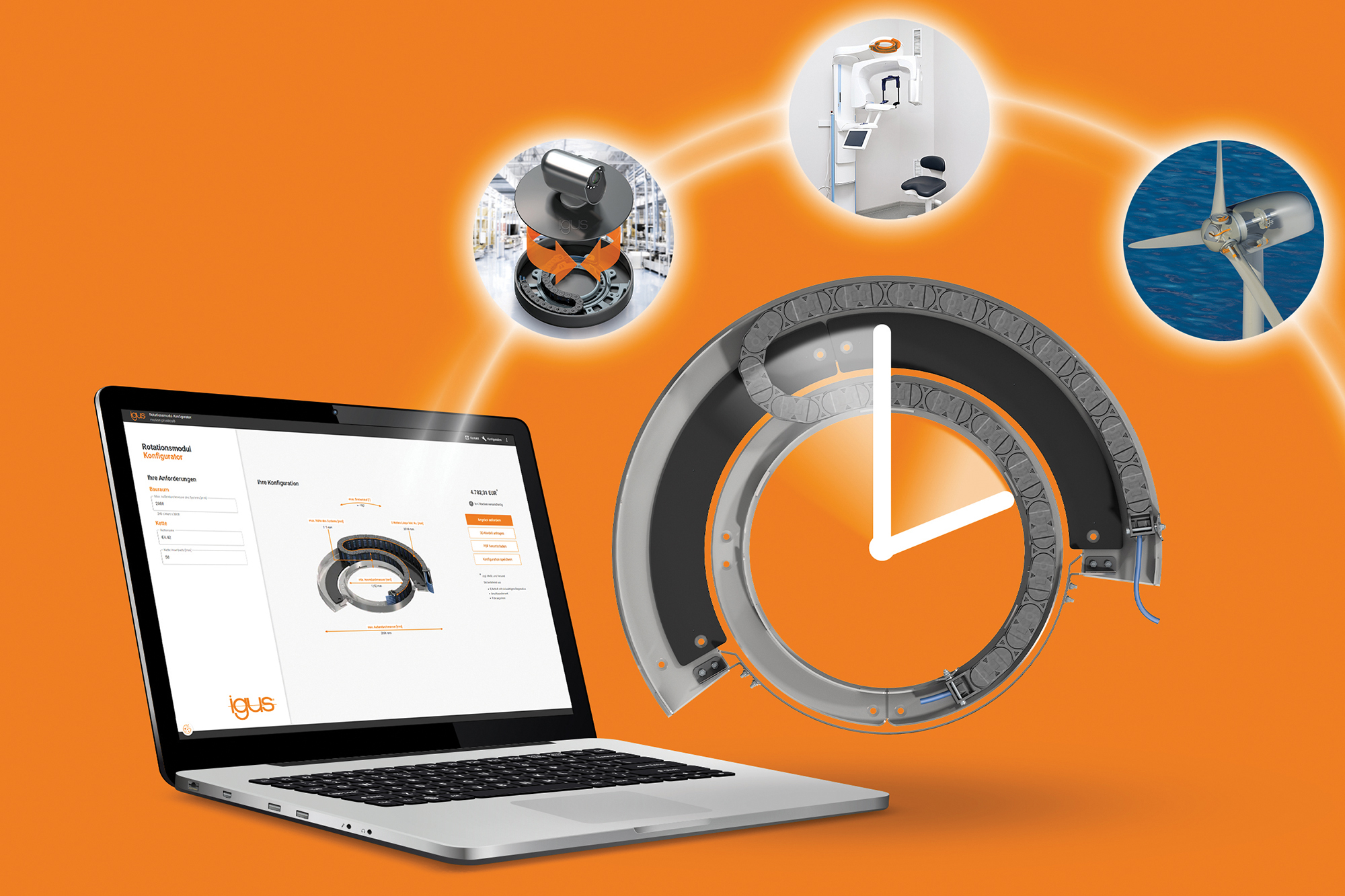 Configure individual rotary energy supply systems from igus online in no time